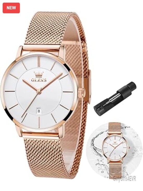 Luxury Dress Watch Rose Gold Stainless Steel Mesh Slim Thin Lightweight main image 7